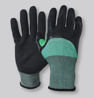 Guante Tactil Anticorte Gn16 S/Costura Palma Nitrilo Negro T.10