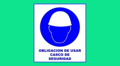 Cartel 4 400  X 450 Obligacion De Usar Casco De Seguridad