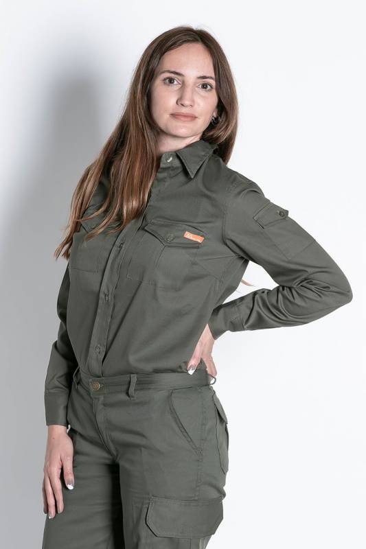 Camisa Aire Libre Ombu Dama M/L V-Oliva