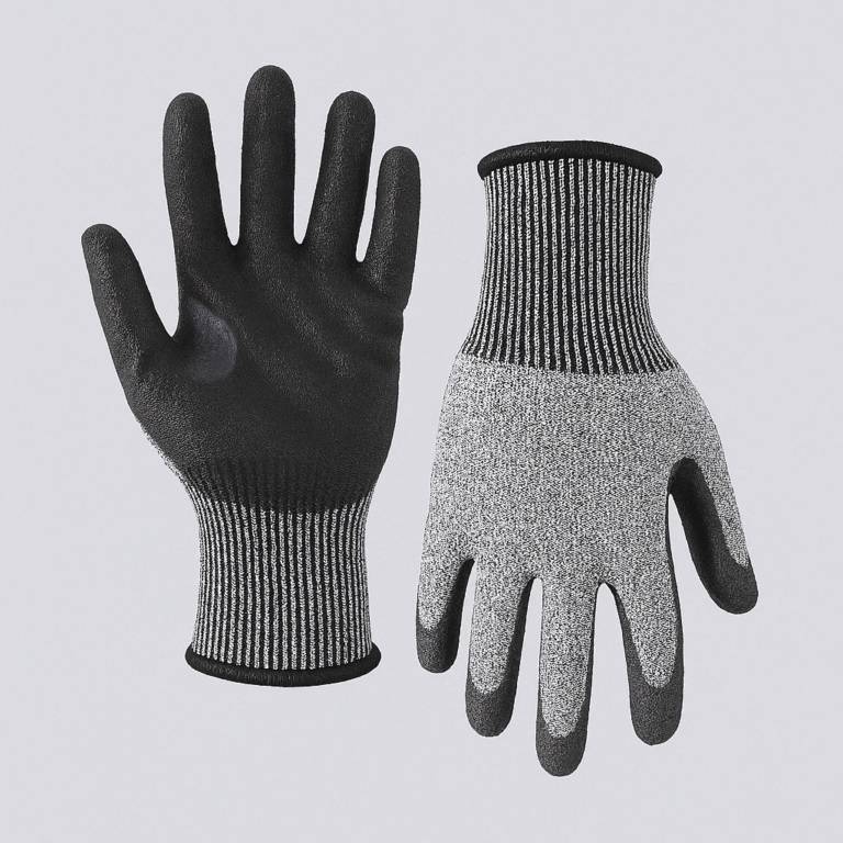 Guante Tactil Anticorte Gpu01 Gris Palma Nitrilo Negro T.10