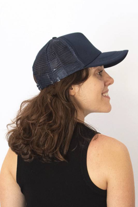 Gorro Tipo Truker Dorso Mesh (Malla) Azul