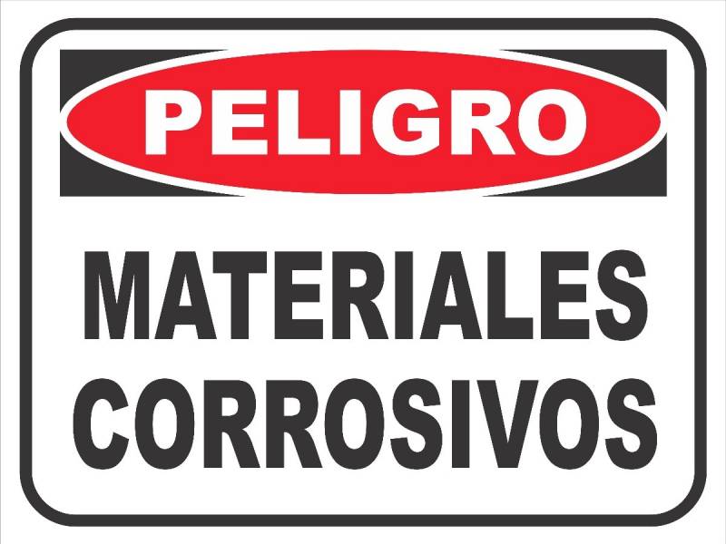 Cartel 1342 300 X 400  Peligro Materiales Corrosivos