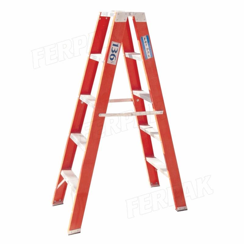 Escalera Tijera Doble Acceso Dielectrica - Ferpack -  8 Esc. (Ptd - 4408) 2,40 Mts.