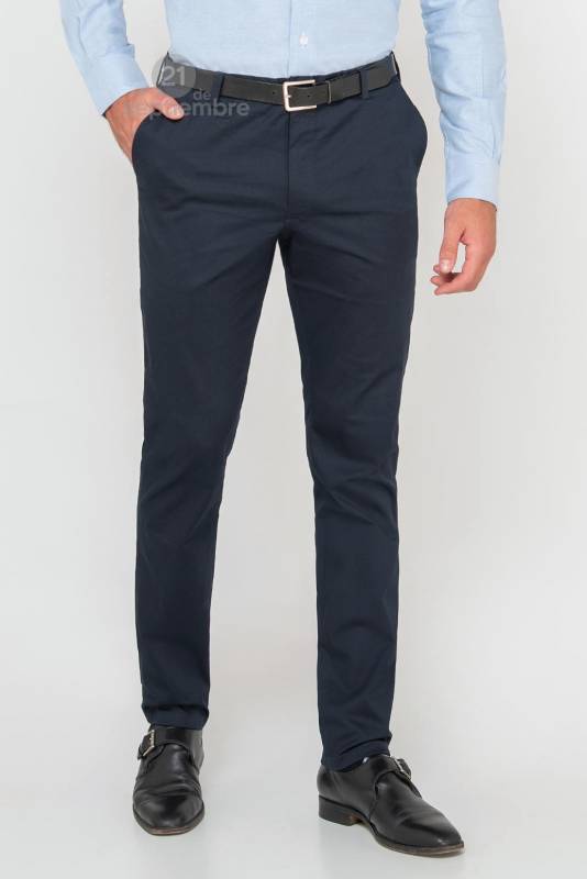 Pantalon Oficinista Corte Chino Hombre Azul