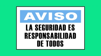 Cartel 3342 300 X 400  Aviso La Seguridad Es Responsabilidad De Todos