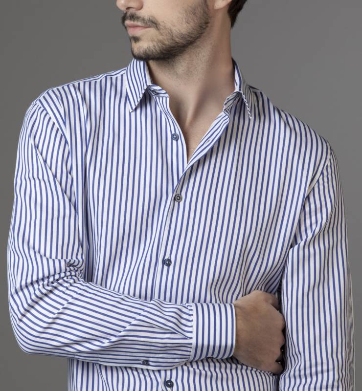 Camisa Firestone Dama Rayas Bco/Cel. Poplin T.4Xl