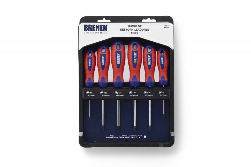 Juego De Desto.mango De Goma Punta Torx 6 Pz (T6 A T30) Bremen Cd.:4558