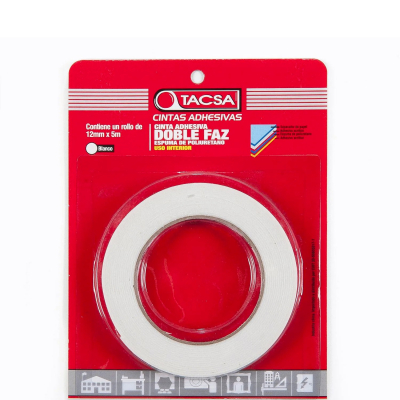 Cinta Doble Faz Adhesiva Tacsa 12Mm X 5Mts Cd.:03650.36