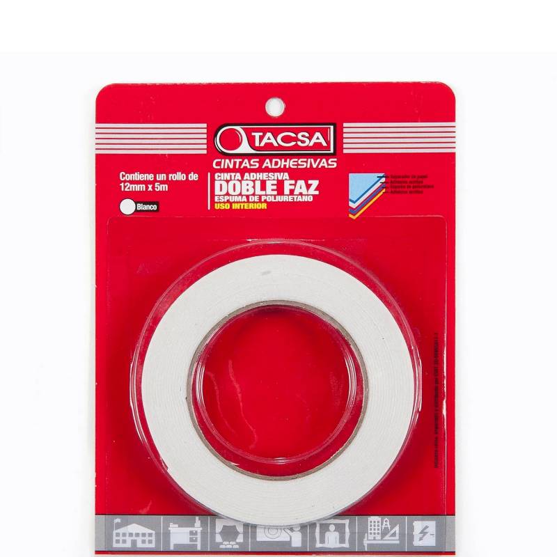 Cinta Doble Faz Adhesiva Tacsa 12Mm X 5Mts Cd.:03650.36