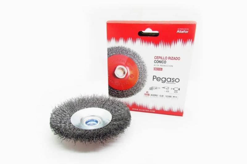 Cepillo Conico Rizado 115 Mm Pegaso Rosca M14 Crc115