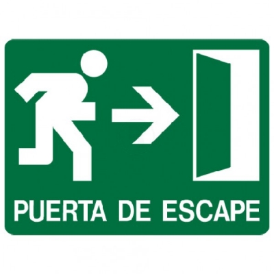 Cartel 300 X 400 Puerta De Escape Derecha