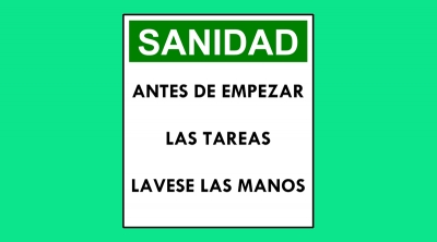 Cartel 37 400 X 450  Antes De Empezar Las Tareas Lavese Las Manos