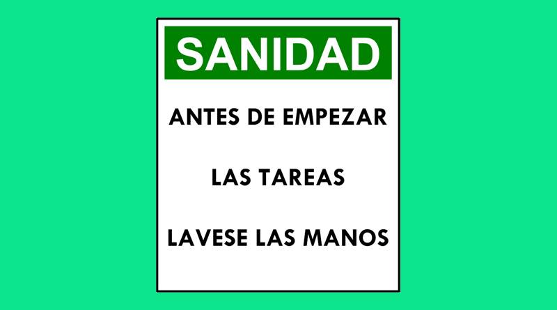 Cartel 37 400 X 450  Antes De Empezar Las Tareas Lavese Las Manos