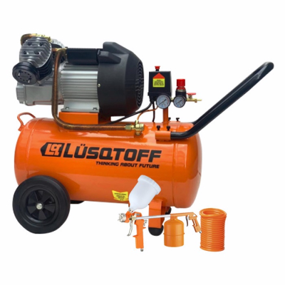 Compresor Lusqtoff 50Lts 3,5Hp Trans. Dir. 300Lts/Min - C/Kit - Lc-3550Bk