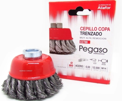 Cepillo Copa Trenzado 80 Mm Pegaso Rosca M14 Cct80