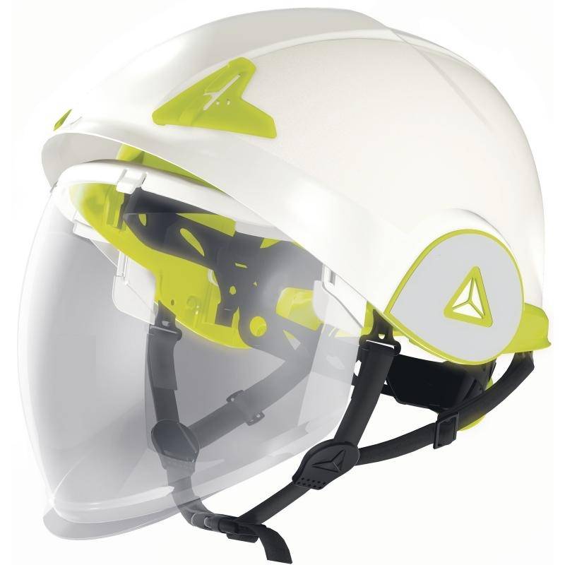 Casco Eslingar Amarillo Onyx - C/Arnes 6P. - C/Pantalla Facial Retractil Integrada