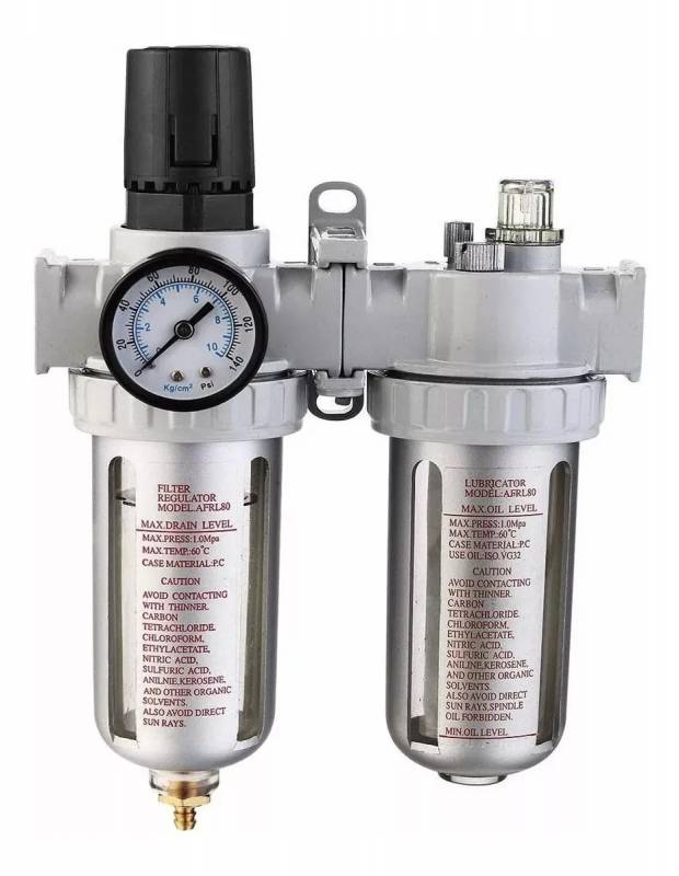 Filtro De Aire Kitana  C/Regulador Y Lubricador - Conex. 1/4 Rosca Hem. Bsp - Max.145Lbs