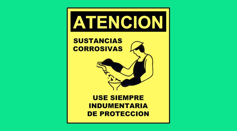 Cartel 308 400 X 450  Atencion Sustancias Corrosivas