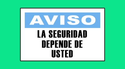 Cartel 3340 300 X 400  Aviso La Seguridad Depende De Usted