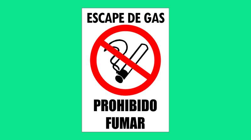 Cartel Pvc Corrugado 50X70Cm  Escape De Gas Prohibido Fumar