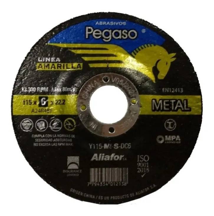 Disco De Desbaste Pegaso Aliafor 115 X 6Mm (4 1/2) Linea Amarilla Cd.:y115Msdc6