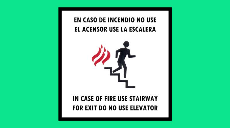 Cartel 161 200 X 200 En Caso De Incendio No Use El Ascensor