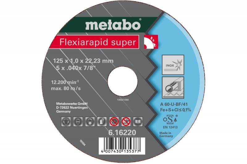 Disco De Corte Metabo 230 X 1,9Mm (9) Flexiarapid Tf42 Inox. Cd.:6162290