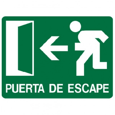 Cartel 300 X 400 Puerta De Escape Izquierda