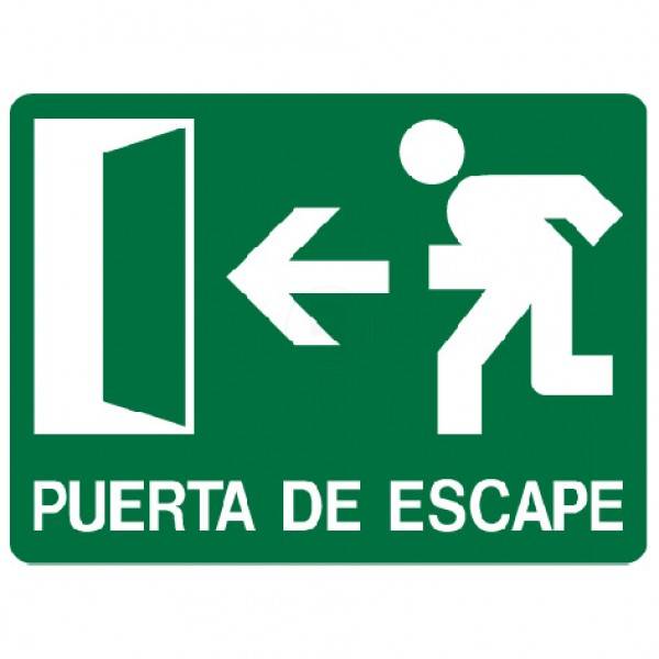 Cartel 300 X 400 Puerta De Escape Izquierda