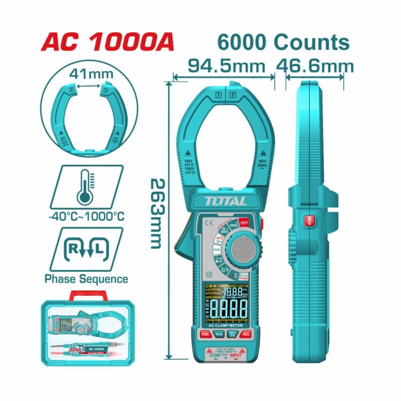 Pinza Amperimetrica Digital Total Ac 1000A - Tmt7610001