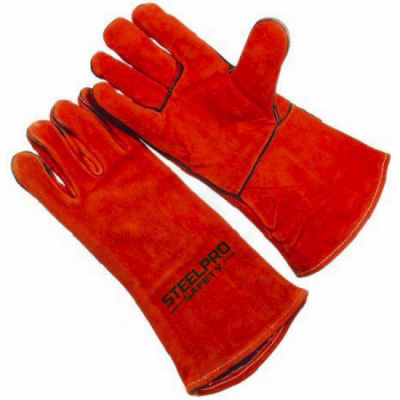 Guante Descarne Soldador Rojo C/Hilo De Kevlar Steelpro