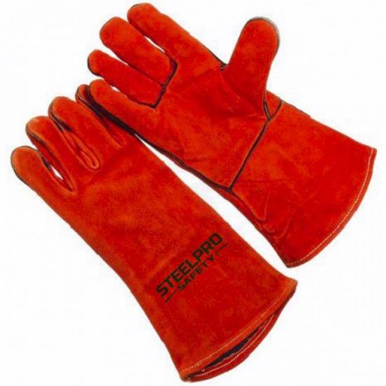 Guante Descarne Soldador Rojo C/Hilo De Kevlar Steelpro