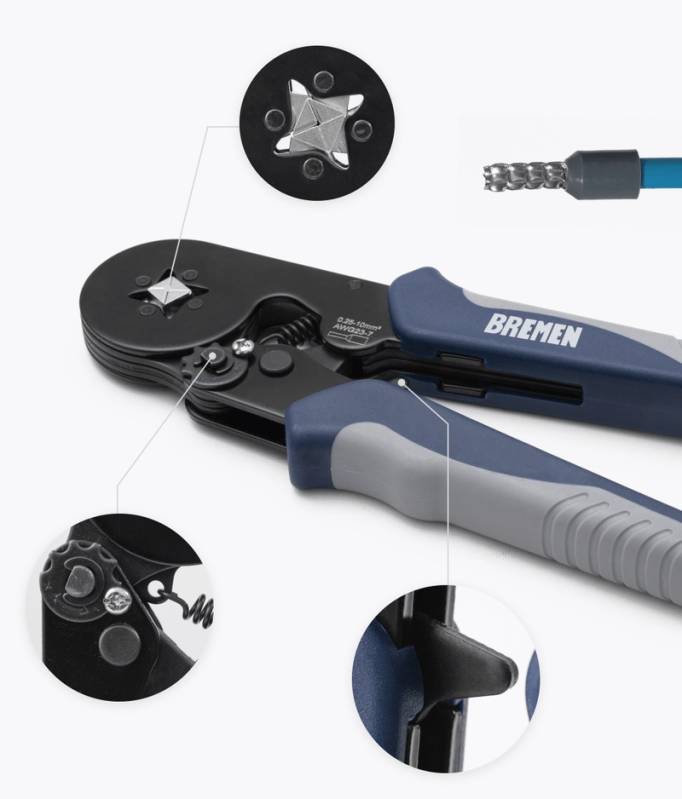 Pinza Crimpeadora Bremen P/Terminales Tiff - 0,25 A 10 Mm² - Cd.:8719