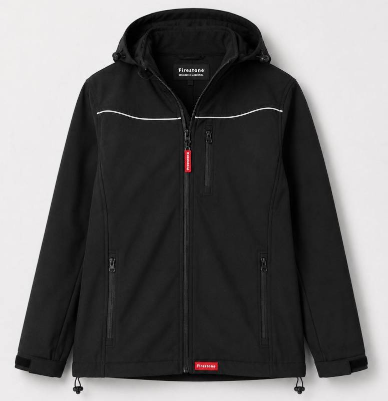 Campera De Abrigo Firestone Softshell Negra C/Capucha