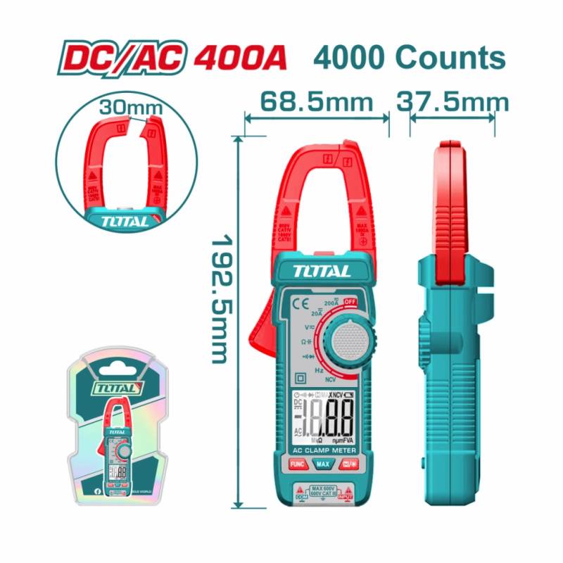 Pinza Amperimetrica Digital Total Ac 400A - Tmt762002