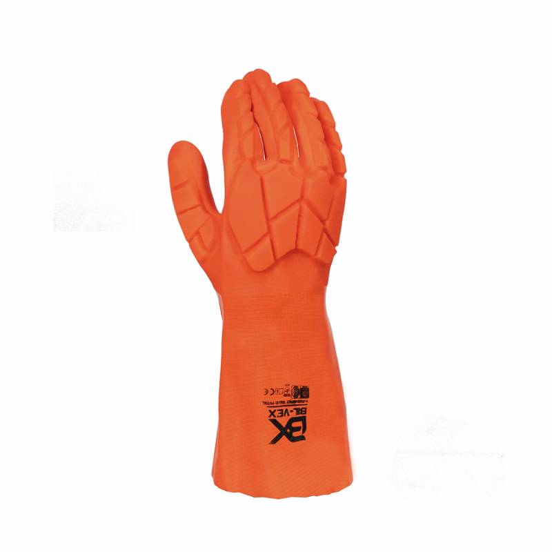 Guante Pvc Naranja Fluo Beast - C/Proteccion A Impactos - 35 Cm - T.11