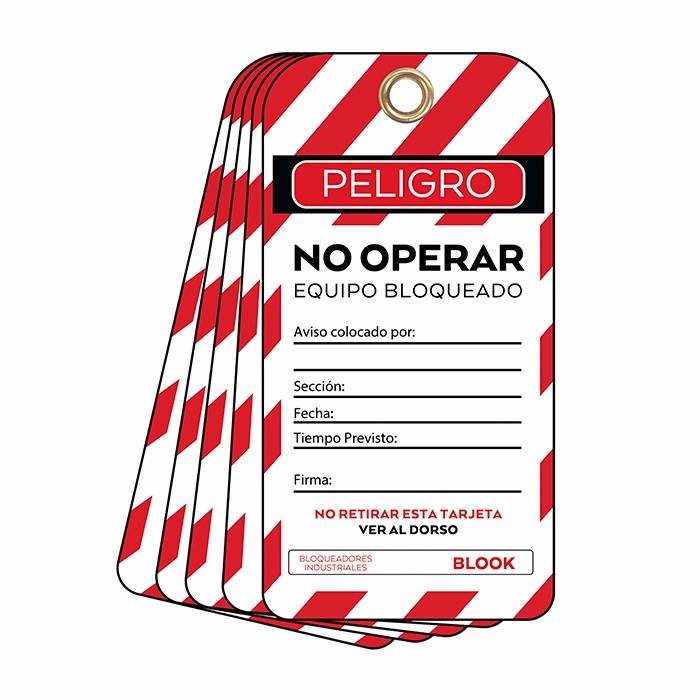 Tarjeta De Seguridad No Operar Equipo Bloqueado Ojal Met. Tar-1040